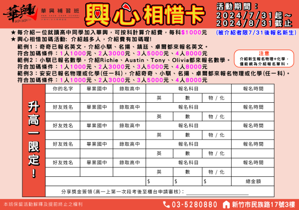 【新竹李奇】即時快訊「興心相惜卡」活動開跑！快帶你的同學來！
